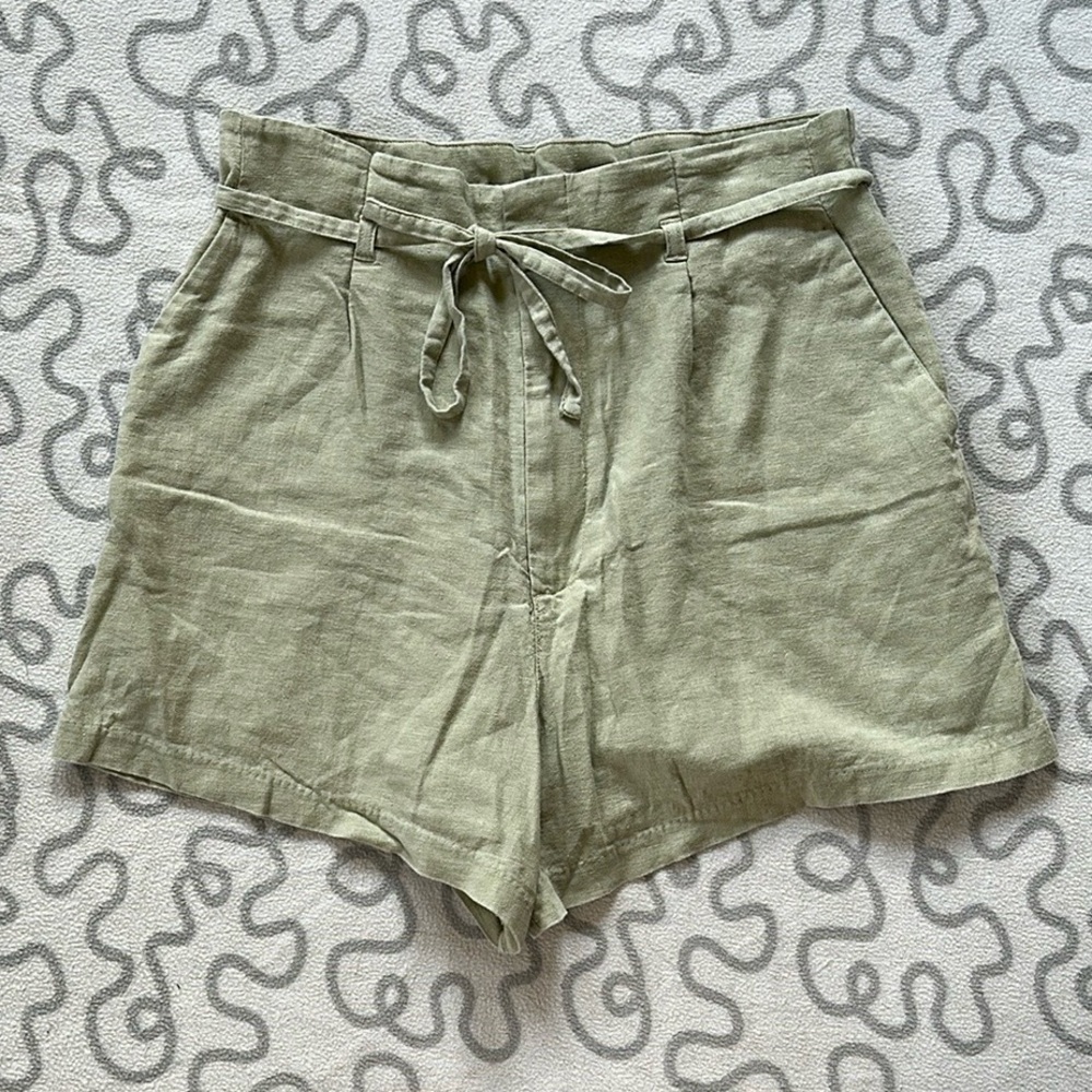 Abercrombie & Fitch Linen Blend Tie Waist Shorts